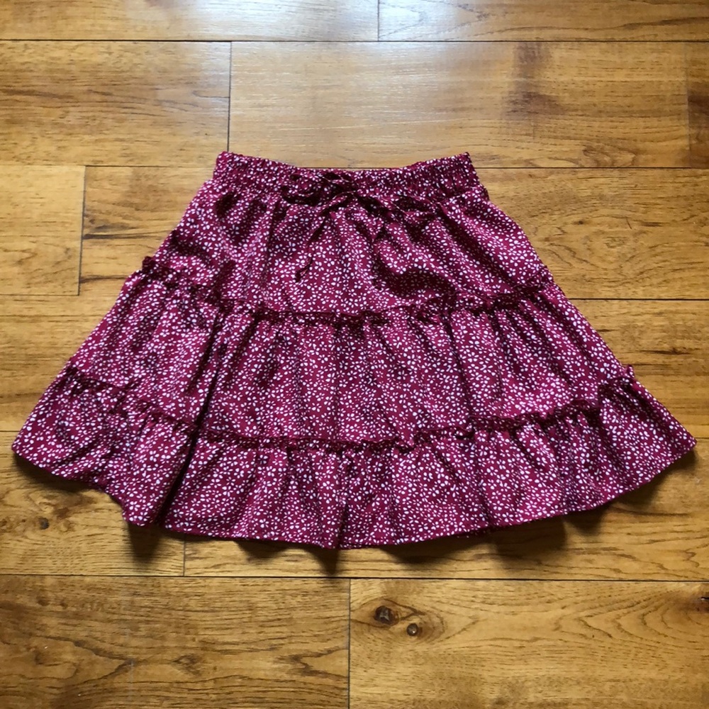 Maroon Tiered Skirt